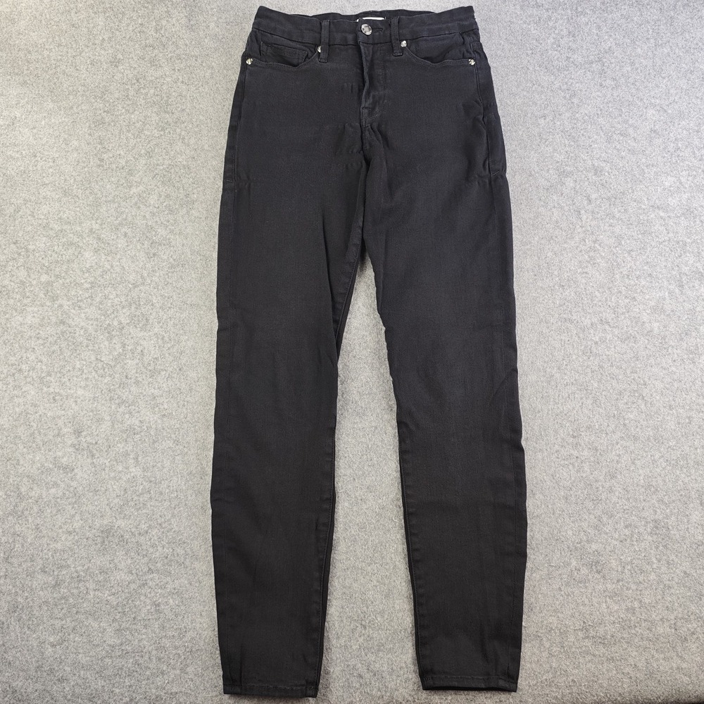 Good American Good Leg Jeans Women's 8/29 Black Skinny Mid Rise Stretch